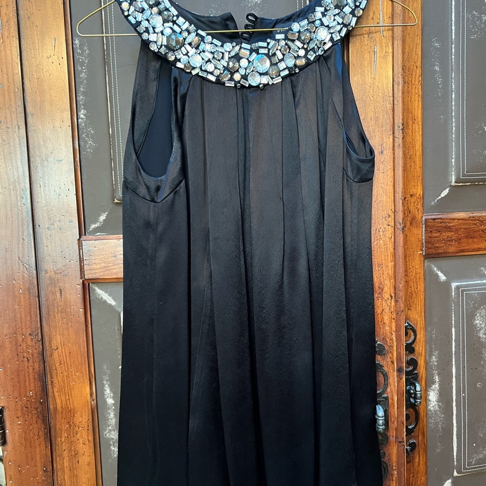 Black flowing top with collared rhinestones size 2